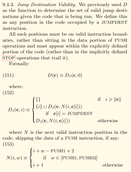 Illustrating Section 9.4.3 of the Yellow Paper which clarifies jump destination validity.